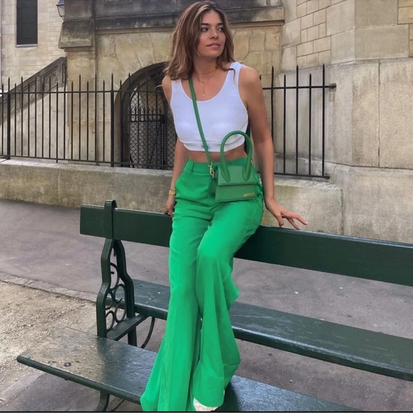 NWT ZARA HIGH WAISTED CROPPED STRAIGHT LEG PANTS - Picture 2 of 9